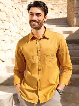 Catamaran Langarmhemd CATAMARAN, Herren, Gr. 39/40, gelb (ocker), 100% Baumwolle, gemustert, unifarben, k&ouml;rpernah, Hemden Langarmhemd