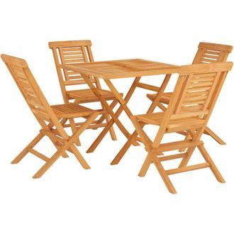 vidaXL Juego De Comedor Para Jard&iacute;n 5 Piezas Madera Maciza De Teca Vidaxl