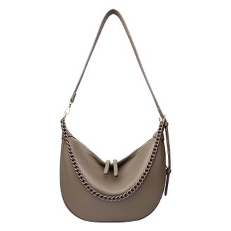 Generic Cymwer Women PU Leather Hobos Shoulder Bag with Zipper for School Work Travel(Khaki) (Khaki)