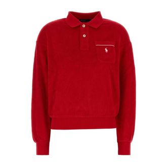 Polo Ralph Lauren Terry Polo Top - Dames - Polos - Rood - S - Katoen - Tops