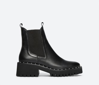 Freda Salvador Womens Bailey Studded Lug Boot In Black