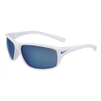 Nike Sunglasses Rectangle Full Rim, White Grey Frame And Blue Mirror Lens Adrenalinemiev1134144