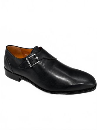 Mezlan Mens Artisan Monk Strap Dress Shoes In Black Patina