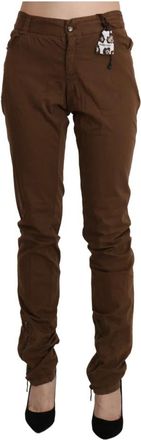 Ermanno Scervino High Waist Skinny Broek - Dames - Slim Fit Broeken - Bruin - M - Katoen - Broeken
