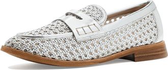 Johnston & Murphy Gillian Woven Penny Loafers Womens Shoes Silver Metallic : 8.5 M, Faux Leather