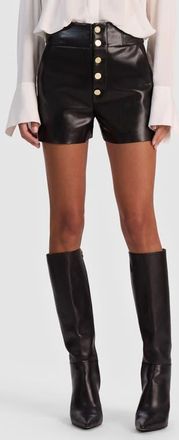 Alice & Olivia Baylor Faux Leather Shorts in Black at Nordstrom, Size 10