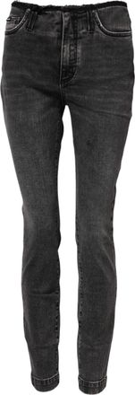 Dolce & Gabbana Womens Gray Skinny Cotton Mid Waisted Denim Jeans Dark Elastane Clothing