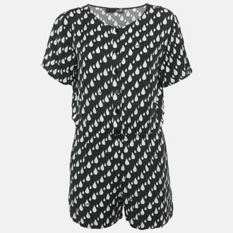 Love Moschino Black Drop Print Short Sleeved Playsuit