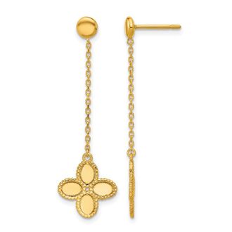 Diamond2Deal 14K Yellow Gold Flower Drop Dangle Earrings
