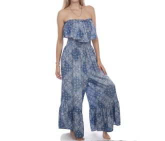 Scully Bandana Paisley Printed Jumpsuit In Light Blue