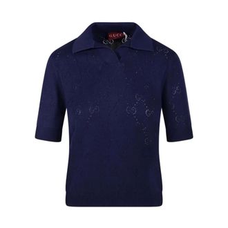 Gucci Dames, Tops, Blauw, Maat: M Katoen