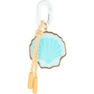 Leith Painted Seashell Carabiner Clip Bag Charm in Turquoise Multi- Gold at Nordstrom Rack