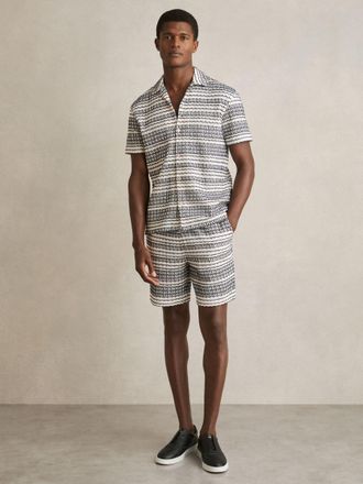 Reiss White & black Crochet Drawstring Shorts, Xxl