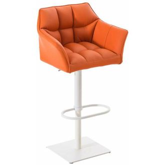 Clp Clp - Taburete De Bar Damaso Con Revestimiento De Polipiel Naranja Blanco