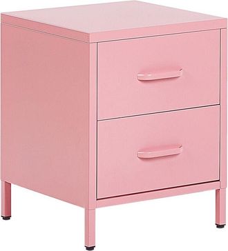Beliani Beliani - Industrial Modern Steel Bedside Table Nightstand 2 Drawers Pink Malavi