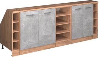 Vicco Armario De Cocina Para Techo Inclinado R-line, Hormig&oacute;n, 210 Cm Lote De 5 Carcasas De Armario 60 Cm De Profundidad, Vicco