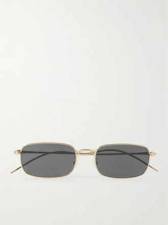 Oliver Peoples Occhiali Da Sole In Metallo Argentato Con Montatura Rettangolare - Oro