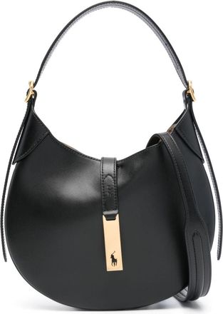 Polo Ralph Lauren small Polo ID shoulder bag - women - Calf Suede/Calf Leather - One Size - Black