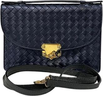 Bottega Veneta Pre-owned Handbags, female, Blue, Size: ONE SIZE Pre-owned Leather Shoulder Bag