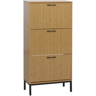 Hhg [nunca Usado] Zapatero Basculante Hhg-889, Zapatero, Armario Para Zapatos, 3 Compartimentos Basculantes, Estante Mdf Melamina 125 X 60 X 25 Cm, Aspect