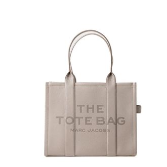Marc Jacobs Gestructureerde leren shopper tas met logo - Dames - Shoppers - Grijs - ONE Size - Leer - Tassen