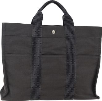 Herm&egrave;s Fourre-Tout Herline Fourre-Tout Herline Gray Canvas Bag (Pre-Owned)