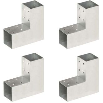 vidaXL Vidaxl - Conectores De Postes En L 4 Uds Metal Galvanizado 71x71 Mm