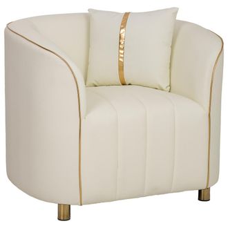 Wanderlust Deco Sill&oacute;n De Piel Sint&eacute;tica Beige 88x72x43/76h Cm
