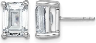 Diamond2Deal 14k Gold 5 ct Emerald Lab Grown Diamond Stud Earrings VS Clarity, G-H Color