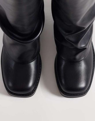 Asos Carrie - Stivaletti extra larghi con risvolto neri-Nero