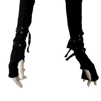 Feoya Goth Fingerless Gloves Lace Up Punk Stretchy Arm Sleeves Party Costume Cosplay Accessory, Style-1, One Size