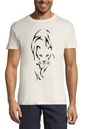 Generic Big Cat Lion Tattoo Styled Art Crew Neck Cotton Mens T-Shirt Natural Medium