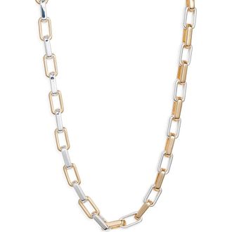 Open Edit Two Tone Rectangle Link Chain Necklace in Gold- Silver at Nordstrom