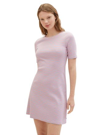 Tom Tailor Denim Jerseykleid TOM TAILOR DENIM, Damen, Gr. XL (42), N-Gr, bunt (blau rot wei&szlig; stripe), Single Jersey, Obermaterial: 93% Baumwolle, 7% Elasthan, gestreif