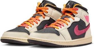 Nike Jordan Air Jordan 1 Mid SE Basketball Sneaker in Pale Ivory/Racer Pink/Black at Nordstrom, Size 6.5