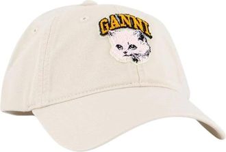 Ganni Canvas Cat Cap - Dames - Petten - Beige - ONE Size - Accessoires