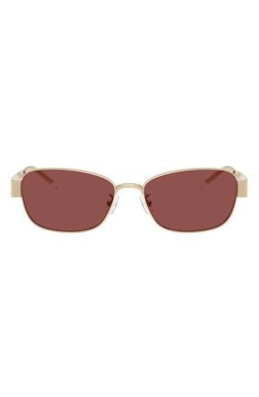 Tory Burch 55mm Gradient Polarized Rectangular Sunglasses in Shiny Light Gold /Dark Violet at Nordstrom