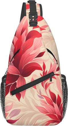 Generic Pink Leaves Crossbody Bag Trendy Shoulder Bag Anti Theft Daypack For Casual Women Men