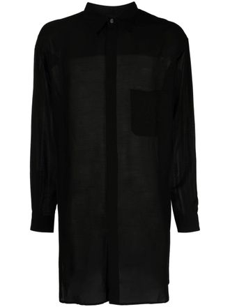 Yohji Yamamoto Camicia lunga semi trasparente - Nero