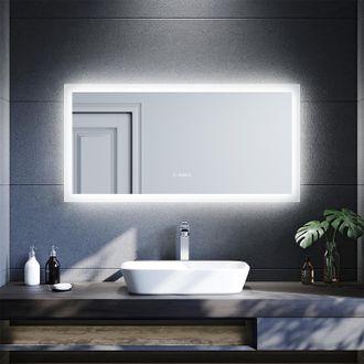 Sonni Espejo Ba&ntilde;o Con Luz Regulable 120x60 Cm Espejo Ba&ntilde;o Led Antivaho Pared,con Reloj/indicador De Temperatura E Interruptor T&aacute;ctil - Sonni