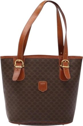 Celine Macadam Brown,Gold Pvc Tote Bag (Pre-Owned)
