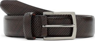 Johnston & Murphy Diagonal Etched Belt Mens Belts Dark Brown : 38, Leather