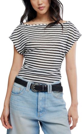 Free People Ellie Off the Shoulder Top in Black Combo at Nordstrom, Size X-Large