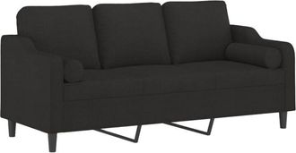 vidaXL Sof&aacute; De 3 Plazas Con Cojines Tela Negro 180 Cm Vidaxl