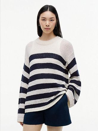 Tommy Hilfiger Jersey amplio de rayas con cuello redondo