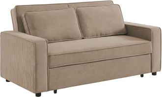 Sweeek Sofá cama de pana de 3 plazas, beige