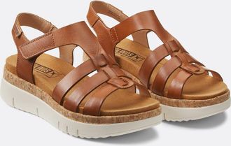 Pikolinos Sandalen in leer met sleehak Palma