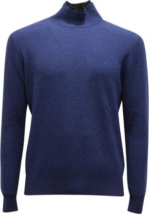 Paolo Pecora 7737Av Maglione Lupetto wollen trui - Heren - Coltruien - Blauw - S - Wol - Truien & Vesten