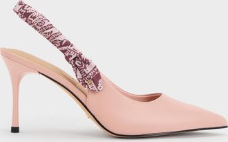 Charles & Keith Tayari Leather Printed-Strap Slingback Pumps