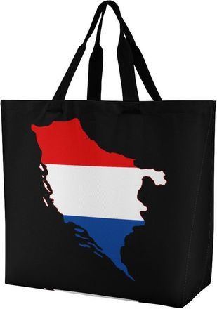 Generic France Map Flag Reusable Shopping Bags One Shoulder Grocery Tote Bag Waterproof Big Purse for Work Travel